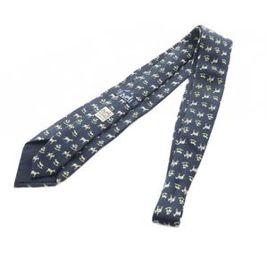 エルメス HERMES ネクタイ 絹 シルク 総柄 馬車 レギュラータイ 紺 ネイビー ■GY03 /MQ ■OH メンズ
