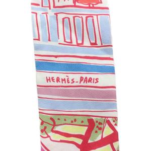 エルメス HERMES レイユール デテ RAYURES D'ETE スカーフ リボンスカーフ 絹 シルク 総柄 ロゴ マルチカラー /XZ ■OH ■GY19 レディース