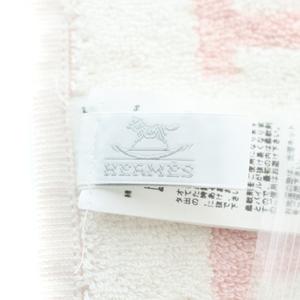 エルメス HERMES カレタオル アヴァロン タグ付き ハンドタオル ハンカチ ロゴ ピンク 白 ホワイト ■GY19 /MQ ■OH レディース