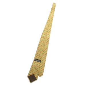 エルメス HERMES ネクタイ 絹 シルク ワイドタイ Hロゴ 総柄 黄色 イエロー /XZ ■GY19 メンズ