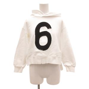 エムエムシックス メゾンマルジェラ MM6 Maison Margiela 24SS フーディー スウェットパーカー カレンダータグ ブランドロゴ 10 白 ホワイト M60530 /JS ■GY44 キッズ