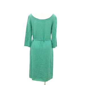 プラダ PRADA ワンピース 絹 シルク ひざ丈 七分袖 ベルト 40 緑 グリーン /JS ■GY19 レディース