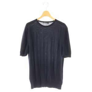 プラダ PRADA サマーニット セーター 半袖 ウール 52 ダークネイビー /ES ■GY19 メンズ