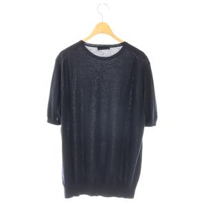プラダ PRADA サマーニット セーター 半袖 ウール 52 ダークネイビー /ES ■GY19 メンズ