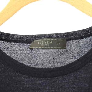 プラダ PRADA サマーニット セーター 半袖 ウール 52 ダークネイビー /ES ■GY19 メンズ