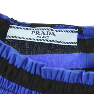 プラダ PRADA カットソー フレンチスリーブ ボーダー柄 42 ブルー ブラック /DO ■GY19 レディース