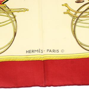 エルメス HERMES カレ90 LA PERRIERE スカーフ シルク 絹 ベージュ 赤 レッド /AN56 ■GY04 ■OH レディース