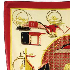 エルメス HERMES カレ90 LA PERRIERE スカーフ シルク 絹 ベージュ 赤 レッド /AN56 ■GY04 ■OH レディース