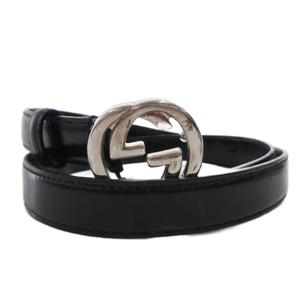 グッチ GUCCI ベルト インターロッキング GGロゴ レザー 黒 ブラック /FF ■GY19 レディース