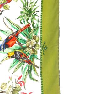 グッチ GUCCI スカーフ バード 総柄 フラワー グリーン 緑 ホワイト /SR ■GY19 レディース