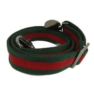 グッチ GUCCI リングベルト キャンバス シェリーライン ロゴ 丸型プレート シルバー金具 緑 グリーン 赤 レッド /XZ ■GY19 メンズ レディース