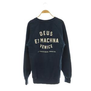 デウスエクスマキナ DEUS EX MACHINA スウェット トレーナー ロゴ バックプリント 裏起毛 長袖 XS 紺 ネイビー /HS ■GY01 メンズ