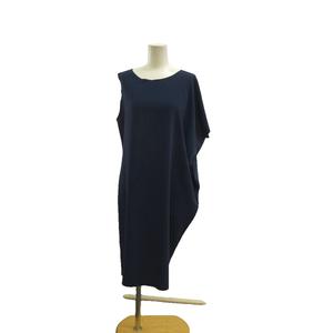 エムエムシックス メゾンマルジェラ MM6 Maison Margiela アシンメトリーワンピース 40 紺 ネイビー ノースリーブ 変形デザイン ひざ丈 /KK ■GY69 レディース