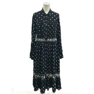 ケイトスペード KATE SPADE バンダナ シャツドレス ワンピース 長袖 ロング 小花柄 総柄 4 M 黒 ブラック NJMU9278 /XZ ■GY47 レディース