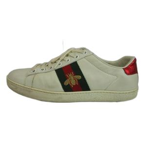 グッチ GUCCI エース エンブロイダリー付き スニーカー レザー ローカット 蜂 ビー 36 23cm 白 ホワイト 431942 /XZ ■GY19 レディース