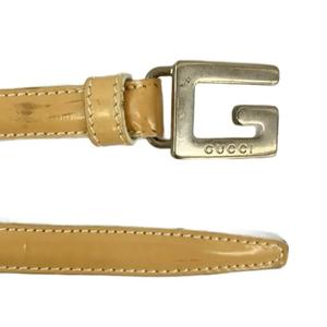 グッチ GUCCI ヴィンテージ Gバックル ナローベルト エナメル ロゴ 80・32 ベージュ /XZ ■GY19 レディース