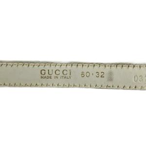 グッチ GUCCI ヴィンテージ Gバックル ナローベルト エナメル ロゴ 80・32 ベージュ /XZ ■GY19 レディース