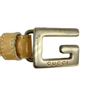 グッチ GUCCI ヴィンテージ Gバックル ナローベルト エナメル ロゴ 80・32 ベージュ /XZ ■GY19 レディース