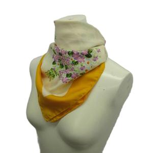 グッチ GUCCI ヴィンテージ スカーフ 大判 絹 シルク 花束 フラワーブーケ 総柄 ロゴ 黄色 イエロー マルチカラー /XZ ■GY19 レディース