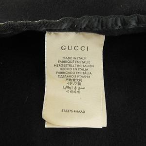 グッチ GUCCI 帽子 ベレー帽 ウール カシミヤ混 GGチェーン 刺繍 リボン M 58cm 黒 ブラック 576375 /XZ ■GY19 レディース
