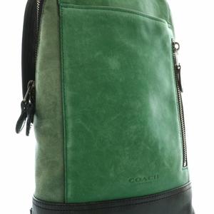 コーチ COACH ボディバッグ ショルダー レザー ロゴ 緑 グリーン 黒 