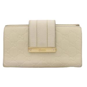 グッチ GUCCI 二つ折り財布 ウォレット グッチシマ レザー ロゴプレート 白 ホワイト 181668 /IR ■GY11 ■OH レディース