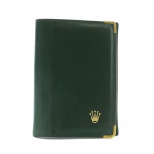 ロレックス ROLEX カードケース パスケース マルチケース 二つ折り レザー ロゴ ゴールド金具 緑 グリーン 0068.08.05 /XZ ■GY18 メンズ