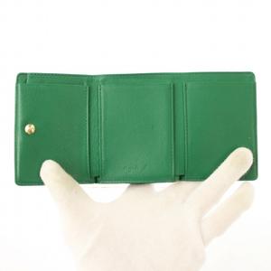 先着1点 agnes b. アニエスベー 三つ折り財布 グリーン 財布 緑 アニエスベー agnes b. 三つ折り財布 ミニウォレット レザー