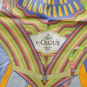 エルメス HERMES カレ90 フェルマータ Point D'ORGUE 大判スカーフ ストール 絹 シルク ロゴ 総柄 オレンジ ■GY17 /MQ ■OH レディース