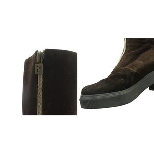 フェンディ FENDI ロングブーツ スエード レザー 革 ロゴ フロント