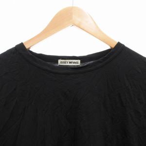 新品イッセイミヤケ プリーツ・シワ加工カットソー「Mサイズ・黒地」