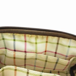 新品同様　COACH　コーチ　ポーチ　シグネチャー　pvc　茶色　ゴールドロゴ COACH - コーチ シグネチャー アクセサリーポーチ レディース