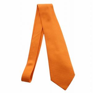 エルメス HERMES ネクタイ レギュラータイ ダービータイ シルク H ロゴ 総柄 オレンジ /MW ■GY18 メンズ