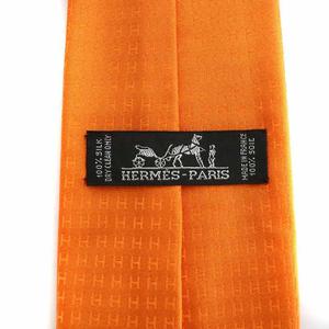 エルメス HERMES ネクタイ レギュラータイ ダービータイ シルク H ロゴ 総柄 オレンジ /MW ■GY18 メンズ