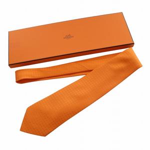エルメス HERMES ネクタイ レギュラータイ ダービータイ シルク H ロゴ 総柄 オレンジ /MW ■GY18 メンズ