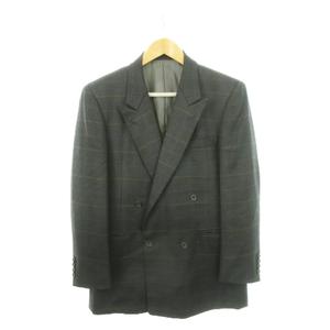 バーバリーズ Burberrys ヴィンテージ テーラード ジャケット ブレザー ダブル ウール サイドベンツ チェック 92-80-170A5 グレー /AH9 ■GY18 メンズ