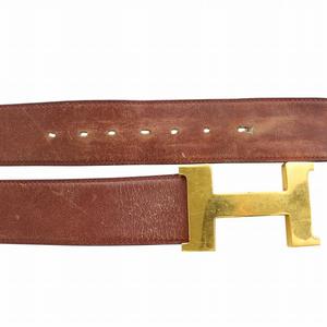 エルメス HERMES ベルト レザー ロゴ H ゴールド金具 茶 ブラウン /MW ■GY18 メンズ