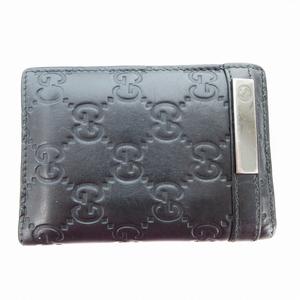 グッチ GUCCI カードケース パスケース GG柄 ロゴ レザー 黒 ブラック /AE ■GY11 メンズ