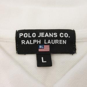 ポロジーンズ ラルフローレン POLO JEANS ポロシャツ 鹿の子 半袖 コットン ロゴワッペン L 白 ホワイト /MN15 ■GY11 レディース