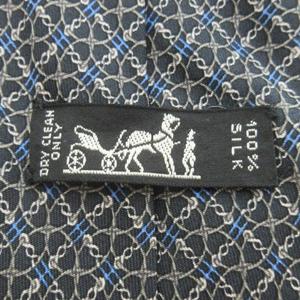 エルメス HERMES ネクタイ シルク 絹 レギュラー ロゴ チェーン 総柄 黒 ブラック 青 ブルー /AH3 ■GY11 メンズ