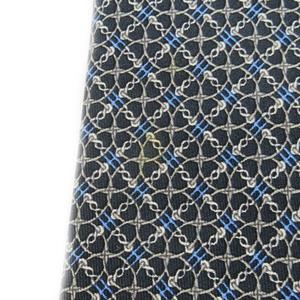 エルメス HERMES ネクタイ シルク 絹 レギュラー ロゴ チェーン 総柄 黒 ブラック 青 ブルー /AH3 ■GY11 メンズ