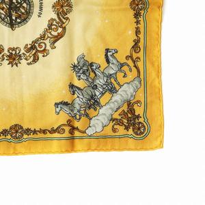 エルメス HERMES カレ40 プチカレ COSMOS 宇宙観 スカーフ ロゴ 絹 シルク 総柄 オレンジ ■GY18 /MQ ■OH レディース