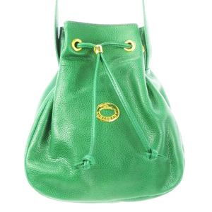 ロンシャン LONGCHAMP ショルダーバッグ 巾着 レザー 革 ロゴ 緑 グリーン /CK23 ■GY18 レディース