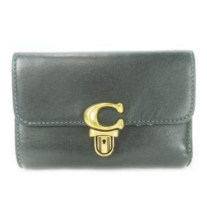 コーチ COACH ストゥディオ 二つ折り財布 ウォレット 小銭入れあり レザー 革 プッシュロック開閉 ロゴ 緑 グリーン C6727 /CK25 ■GY18 レディース