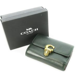 コーチ COACH ストゥディオ 二つ折り財布 ウォレット 小銭入れあり レザー 革 プッシュロック開閉 ロゴ 緑 グリーン C6727 /CK25 ■GY18 レディース