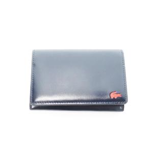 ラコステ LACOSTE カードケース 名刺入れ スムースレザー バイカラー ロゴ 紺 ネイビー 黒 ブラック /AH4 ■GY18 メンズ