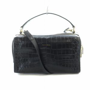 レザージュエルズ LEATHER JEWELS クリスタ ハンドバッグ ショルダー 2WAY ロゴ 型押し クロコダイル レザー 黒 ブラック ■GY18 /MQ レディース