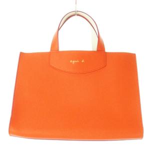 未使用品 アニエスベー agnes b. PAS04-02 2way トートバッグ ショルダーバッグ ハンドバッグ レザー ロゴ オレンジ /CK17 ■GY18 レディース