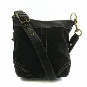 コーチ COACH ショルダーバッグ キャンバス レザー シグネチャー 総柄 ロゴ 黒 ブラック 10402 /XZ ■GY18 レディース
