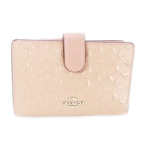 コーチ COACH 二つ折り財布 ウォレット レザー 小銭入れあり シグネチャー エンボスロゴ ピンク /AO6 ■GY18 レディース